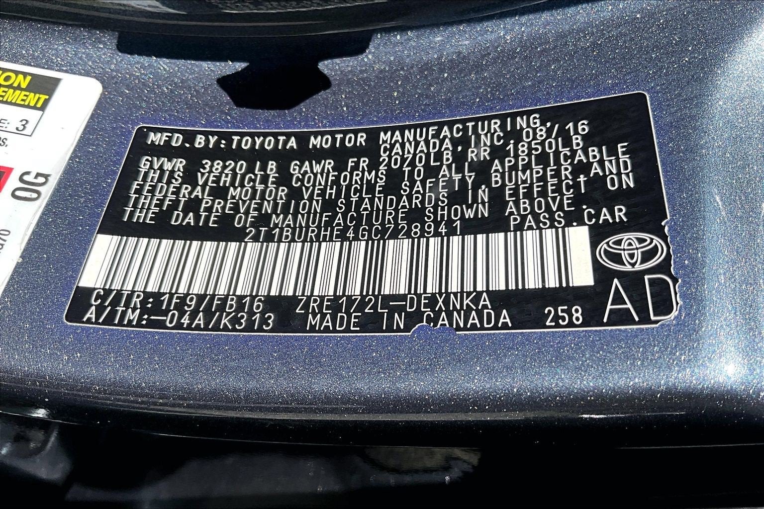 2016 Toyota Corolla Base
