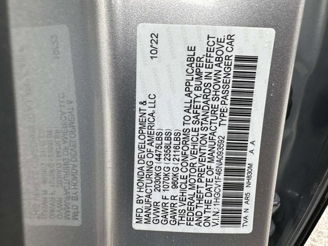 2022 Honda Accord Sedan Sport SE
