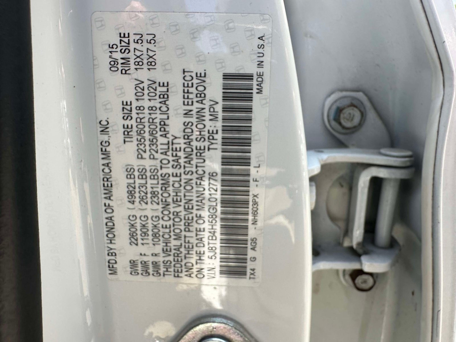 2016 Acura RDX Tech Pkg