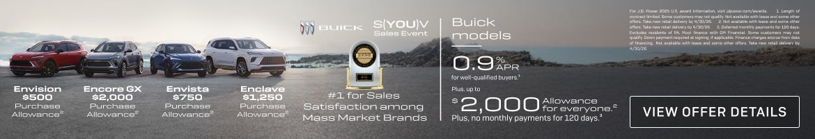 0.9% APR
FOR WELL-QUALIFIED BUYERS.1

Plus, up to $2,000 ALLOWANCE for everyone.2

Plus, no month...