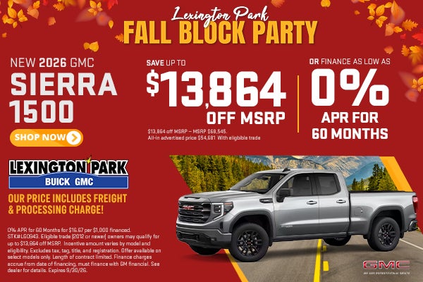 2026 Sierra: 0% APR or $13,864 off MSRP