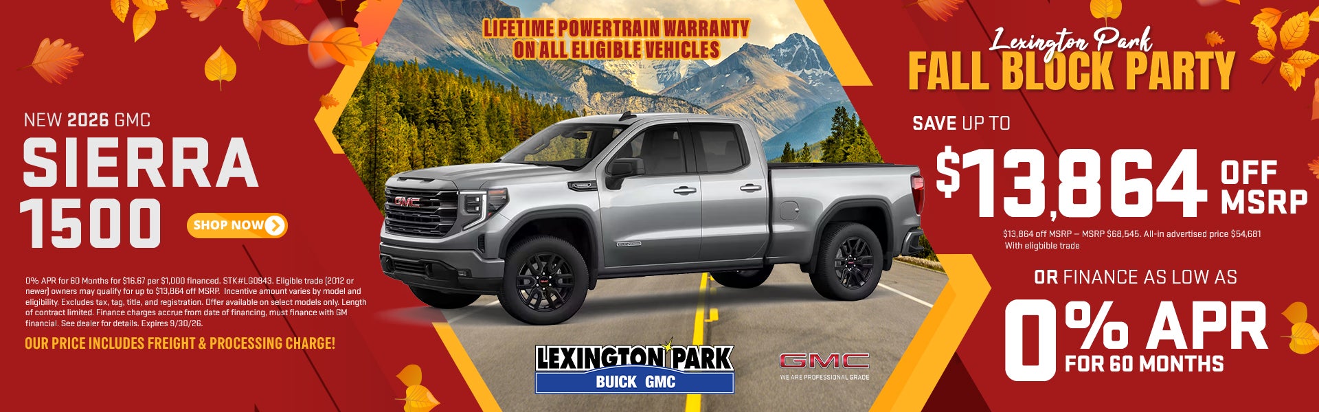 2026 Sierra: 0% APR or $13,864 off MSRP